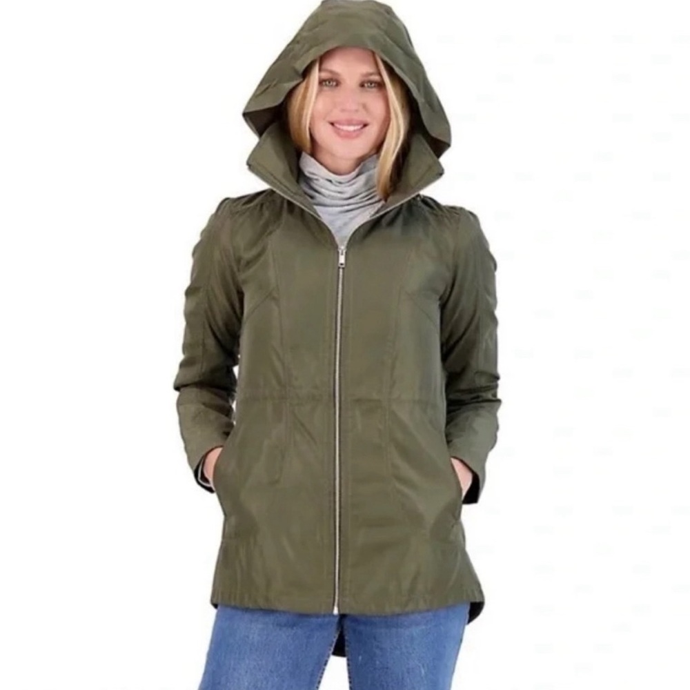 NWT Sebby Hooded Rain Repellant Anorak Olive Rain Jacket Womens M